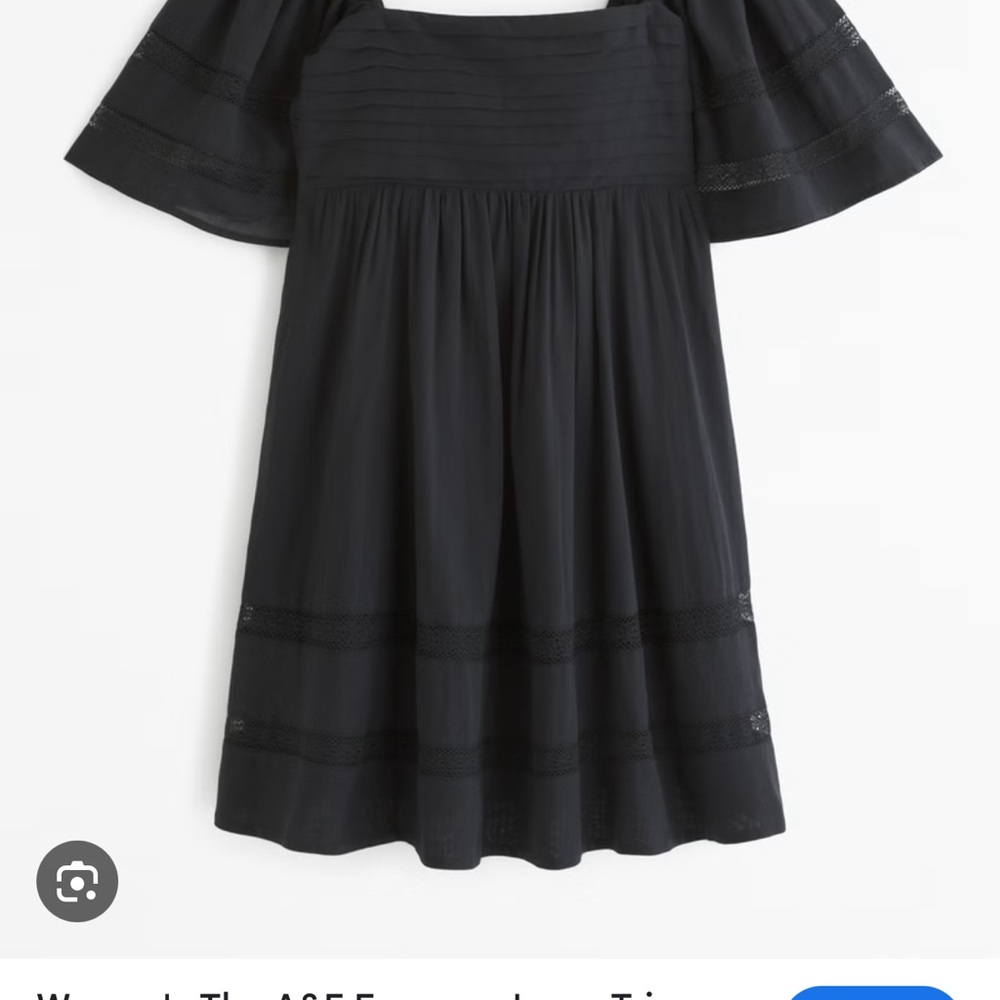 Emerson Lace Trim Black Off-Shoulder Dress